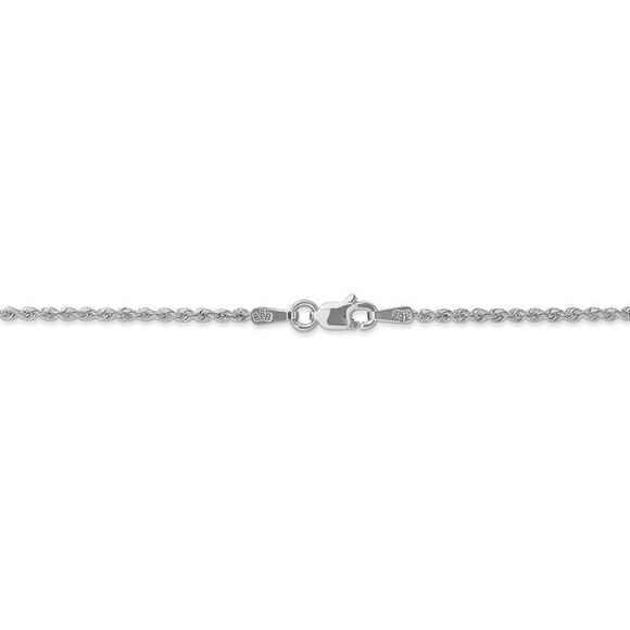 1.5mm, 14k White Gold, Handmade D/C Solid Rope Chain Necklace, 30 Inch
